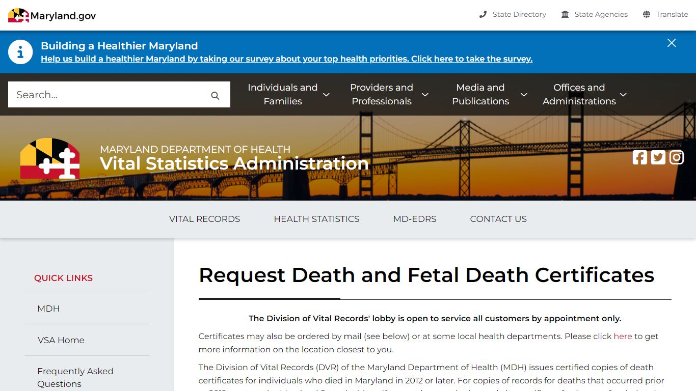 Maryland Department of Health death